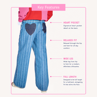 Wide Leg Heart Pocket Pinstripe Jeans