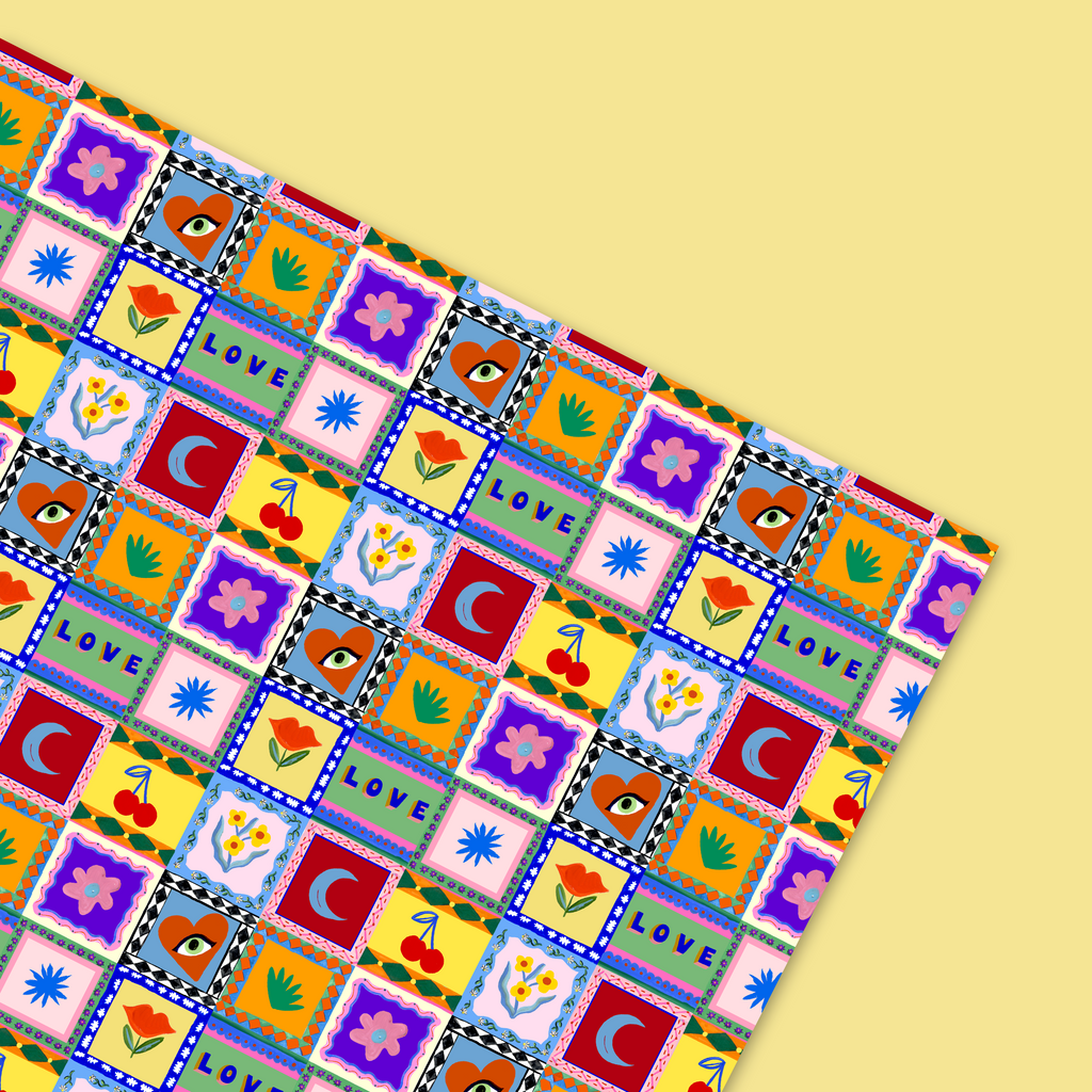 Patchwork Love Gift Wrap | Colourful Playful Wrapping Paper | Eleanor ...
