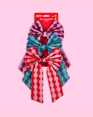Wave Stripe Tree Bows - Set Of 3