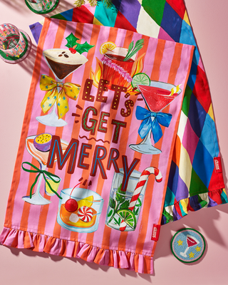 Let's Get Merry Frill Tea Towels - Set Of 2