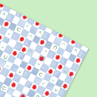 Checker Smiles & Stars Gift Wrap