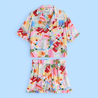 Follow Your Dreams Button Through Short Pyjamas