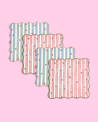 Stars & Stripe Christmas Napkins - Set Of 4