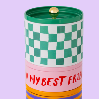 Checkerboard & Stripe Stackable Treat Jar