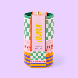 Checkerboard & Stripe Stackable Treat Jar