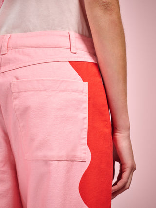 Pink & Red Harlequin Wave Straight Leg Jeans