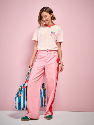 Pink & Red Harlequin Wave Straight Leg Jeans