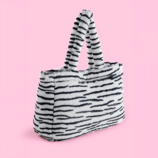 Zebra Furry Tote Bag