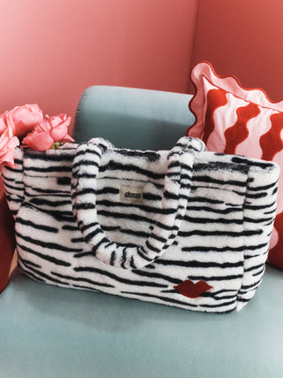 Zebra Furry Tote Bag