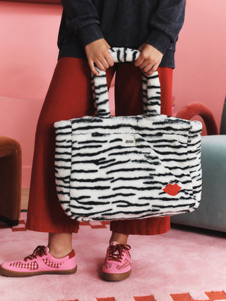 Zebra Furry Tote Bag