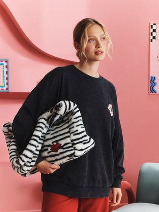 Zebra Furry Tote Bag