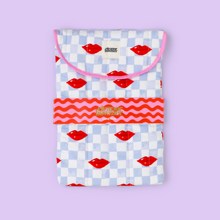 Checkerboard Lips Quilted Laptop Case