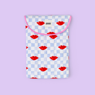 Checkerboard Lips Quilted Laptop Case