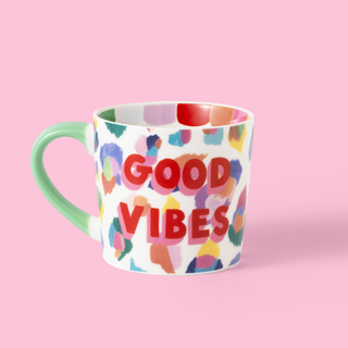 Good Vibes Painted Leopard Mug