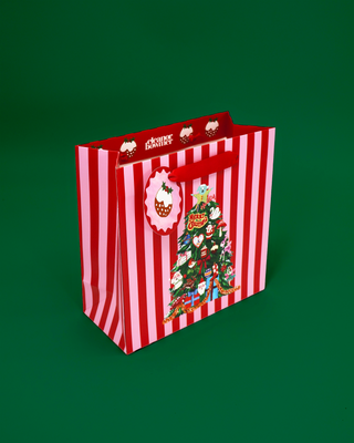 Christmas Tree Candy Stripe Medium Gift Bag