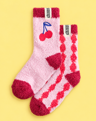Pink Cherry Cosy Socks - 2 Pack