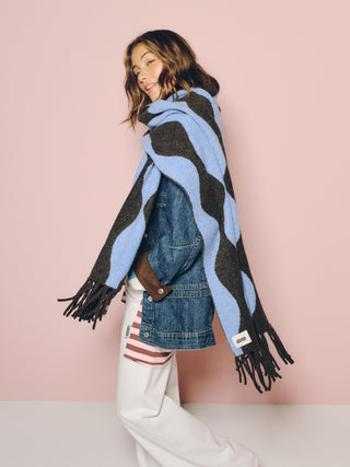 Blue & Brown Wave Scarf