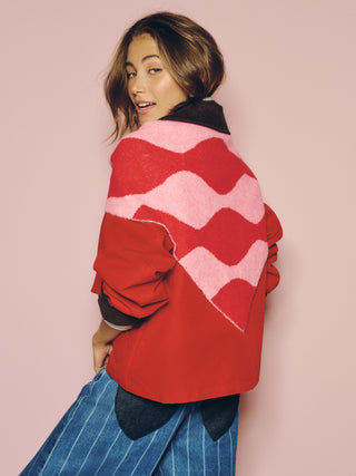 Pink & Red Wave Triangle Scarf