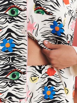 Zebra Button Through Pyjama Set
