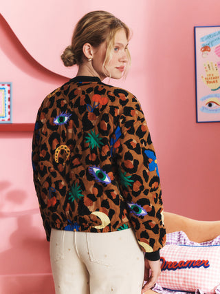 Leopard Sequin Bomber Jacket