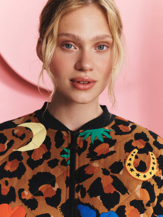 Leopard Sequin Bomber Jacket