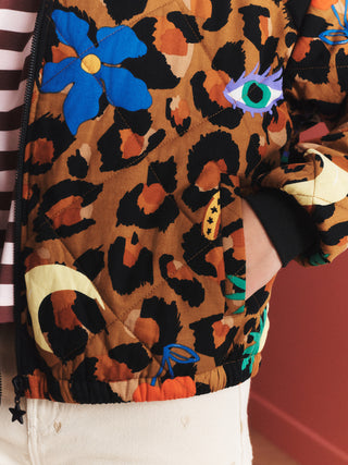 Leopard Sequin Bomber Jacket