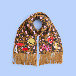 Leopard Embroidered Scarf