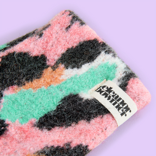 Pink Leopard Knitted Mittens