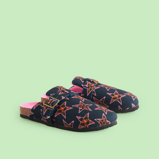 Leopard Print Star Mule Slippers