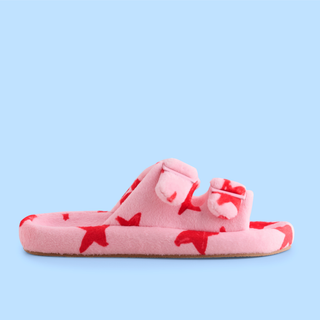 Pink & Red Star Mule Slippers