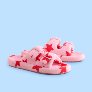 Pink & Red Star Mule Slippers