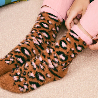 Leopard Embroidered Cosy Socks