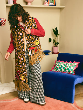 Leopard Embroidered Scarf
