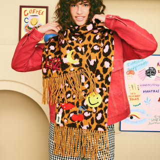 Leopard Embroidered Scarf