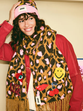 Leopard Embroidered Scarf