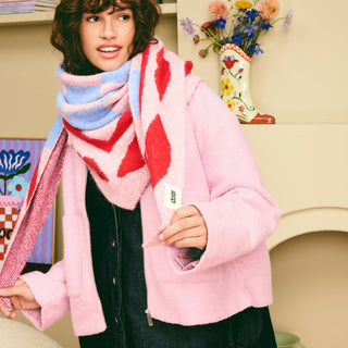 Checkerboard Lips Triangle Scarf