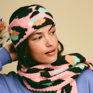 Pink Leopard Knitted Headband