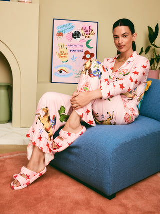 Pink & Red Star Mule Slippers