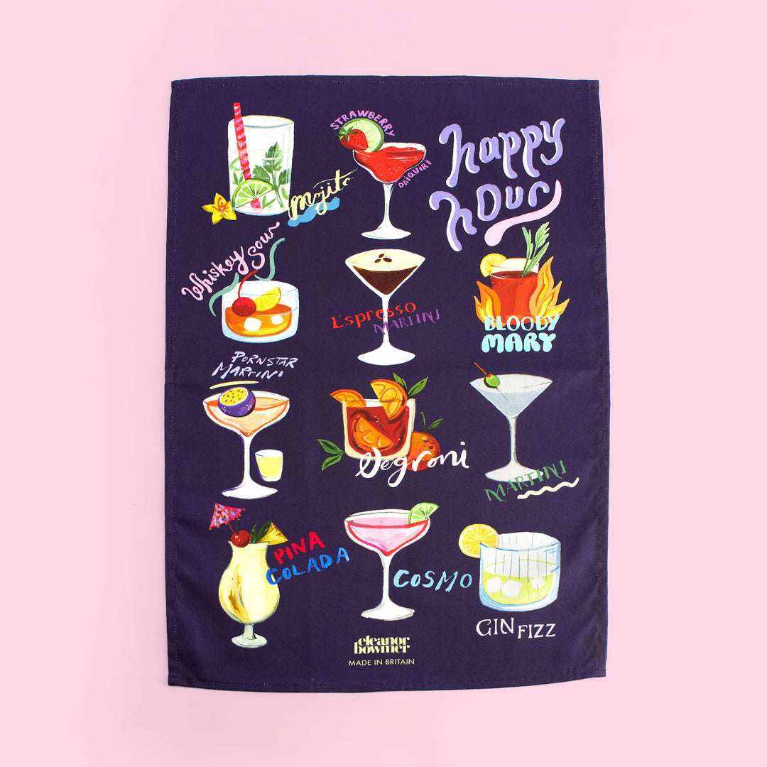 Happy Hour Cocktails Tea Towel