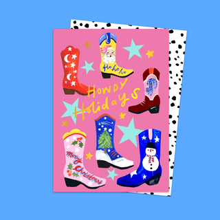 Howdy Holidays Cowboy Boot Christmas Card