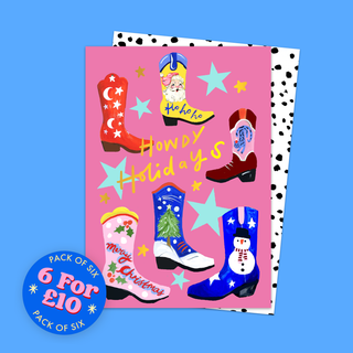 Howdy Holidays Cowboy Boot Christmas Card - Pack Of 6