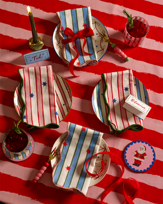 Stars & Stripe Christmas Napkins - Set Of 4