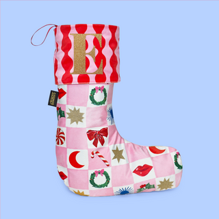 Kissmas Checkerboard Velvet Stocking