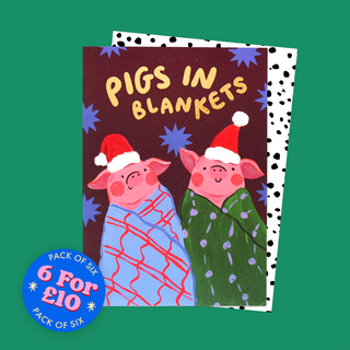 Pigs In Blankets Christmas Card - Pack Of 6