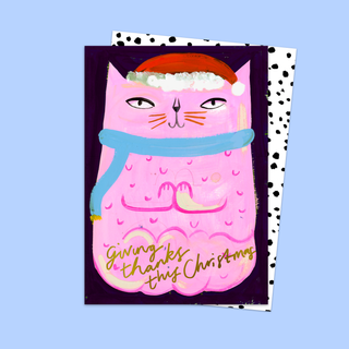 Giving Thanks Christmas Cat Card