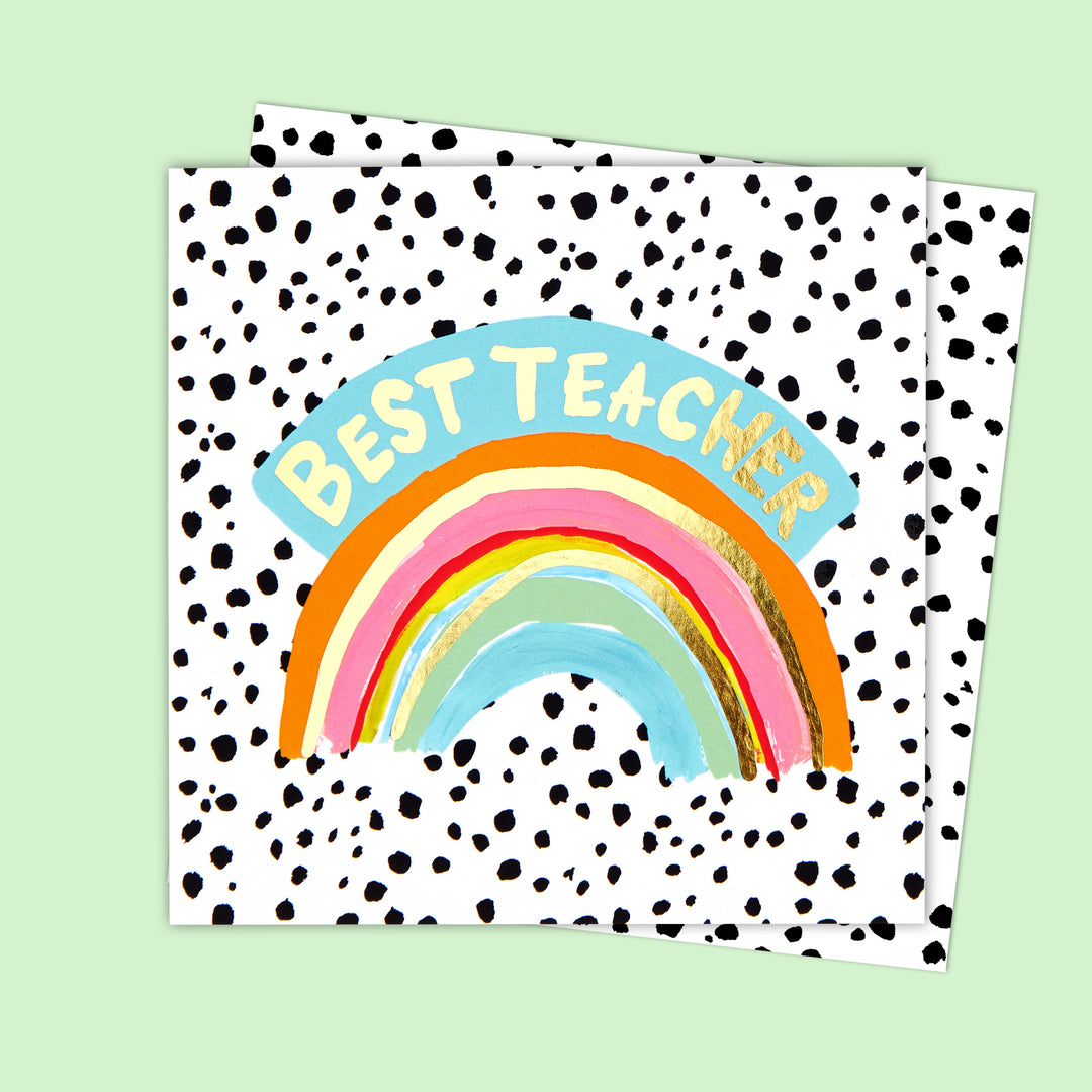 Best Teacher Rainbow Card