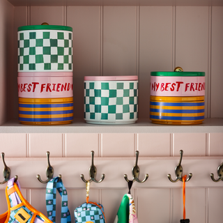 Checkerboard & Stripe Stackable Treat Jar