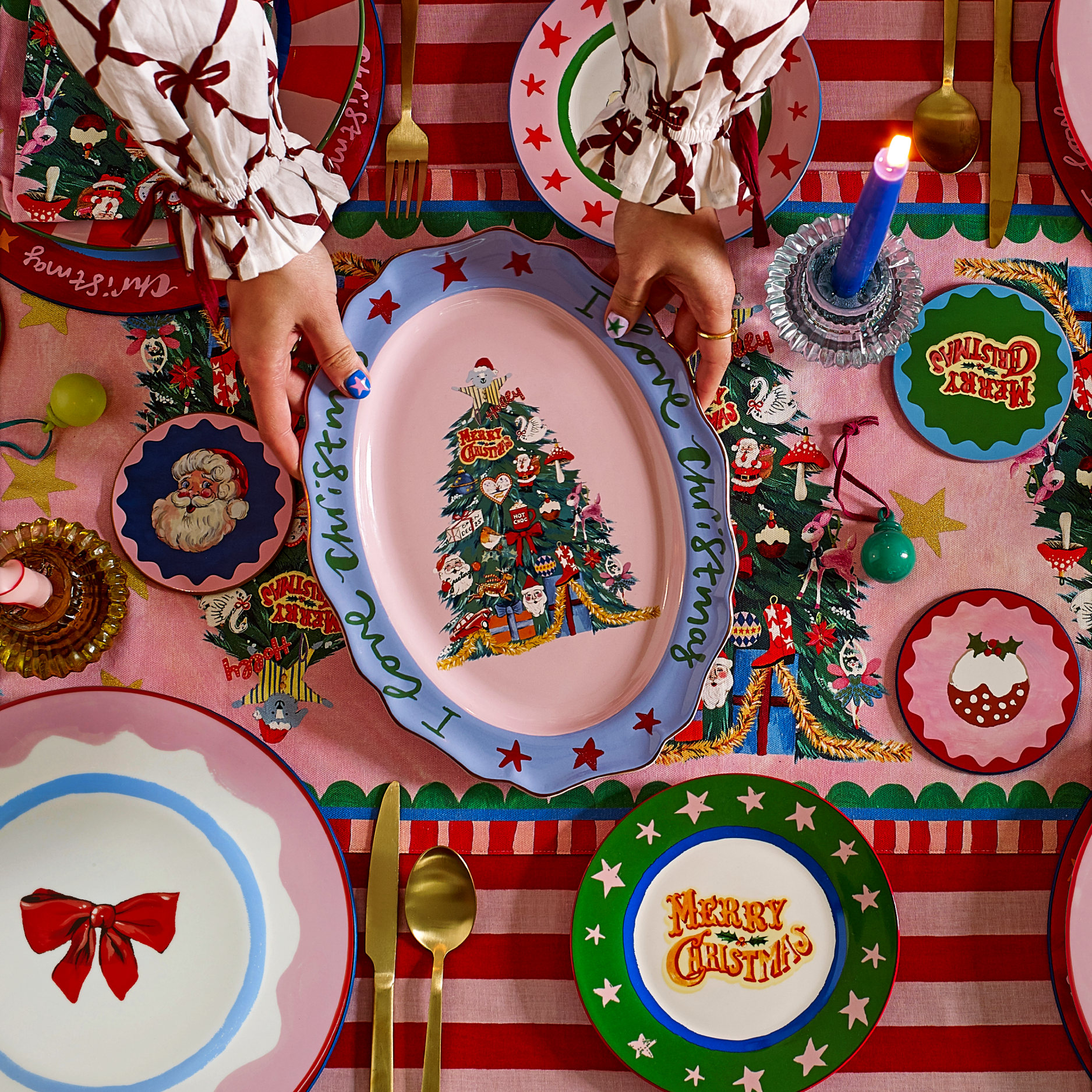 Christmas Tree Large Serving Platter Festive Centrepiece Serving