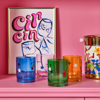 Painted Star Coloured Glass Tumblers – Set of 4