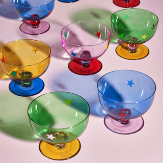 Painted Star Coloured Glass Dessert Bowls – Set of 4